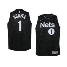 Youth Brooklyn Nets Bruce Brown 2021 Earned Edition Swingman Black Jersey