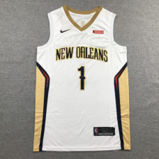 Zion Williamson 1 New Orleans Pelicans 2019-20 White Jersey