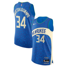 Men's Milwaukee Bucks Giannis Antetokounmpo Blue Authentic 2023/24 City Edition Nike Jersey
