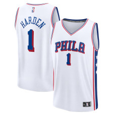 Men's Philadelphia 76ers James Harden White 2023/24 Fast Break Replica Fanatics Branded Jersey - Association Edition