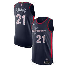 Men's Philadelphia 76ers Joel Embiid Navy Authentic 2023/24 City Edition Nike Jersey