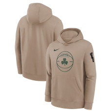 Child's Boston Celtics Khaki 2023/24 City Edition Courtside Nike Pullover Hoodie