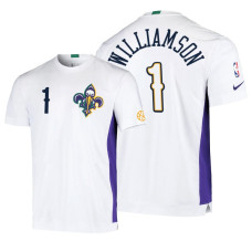 Zion Williamson #1 Pelicans 2020 City Edition 2.0 Shooting White T-Shirt