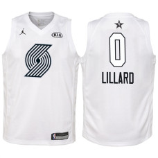 Youth 2018 All-Star Blazers Damian Lillard #0 White Jersey