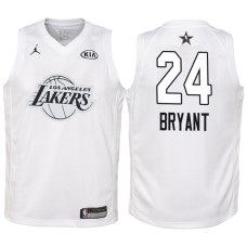 Youth 2018 All-Star Lakers Kobe Bryant #24 White Jersey
