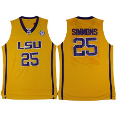 Ben Simmons NCAA LSU Tigers #25 Yellow College Basketball Jersey