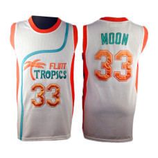 Flint Tropics #33 Jackie Moon Semi Pro Movie White Basketball Jersey