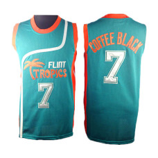 Flint Tropics #7 Coffee Black Semi Pro Movie Green Basketball Jersey