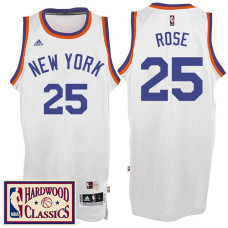 2016-17 Season New York Knicks #25 Hardwood Classics Throwback White Jersey Derrick Rose