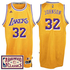 2016-17 Season Los Angeles Lakers #32 Hardwood Classics Throwback Gold Jersey Magic Johnson