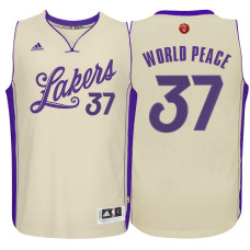 NBA 2015-16 Season Los Angeles Lakers #37 Metta World Peace Christmas Day White Jersey