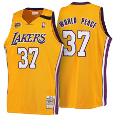NBA Los Angeles Lakers #37 Metta World Peace Gold 1999-00 Hardwood Classics Throwback Jersey