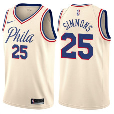 2017-18 Season Ben Simmons Philadelphia 76ers #25 City Edition Cream Swingman Jersey
