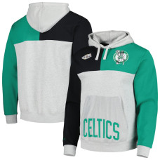 Men's Boston Celtics  Mitchell & Ness Heather Gray Tie-Breaker Pullover Hoodie
