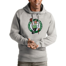 Men's Boston Celtics Antigua Heathered Gray Logo Victory Pullover Hoodie