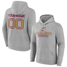 Men's Customize Cleveland Cavaliers Fanatics Branded Gray Personalized Evanston Stencil Pullover Hoodie