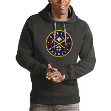 Men's Denver Nuggets Antigua Charcoal Team Logo Victory Pullover Hoodie
