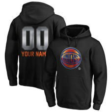 Men's Customize New York Knicks Fanatics Branded Black Midnight Mascot Personalized Name & Number Pullover Hoodie